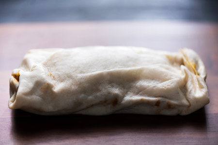 close up of tex-mex mexican burrito wrapの写真素材