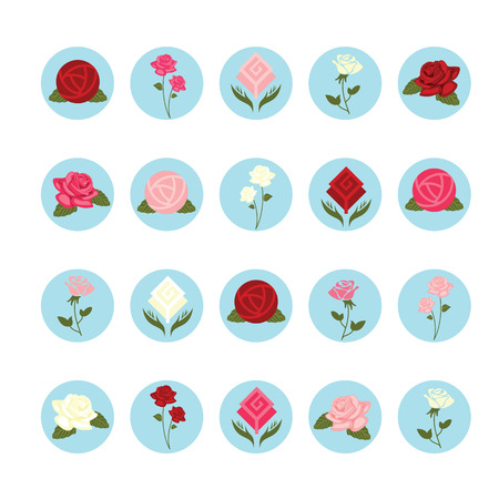 Rose flower icons set.のイラスト素材