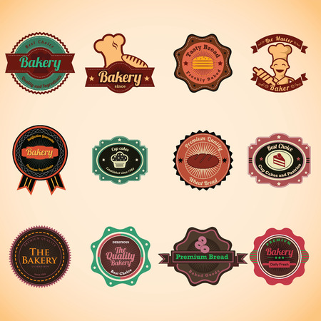 Collection of vintage retro bakery badges and labelsのイラスト素材