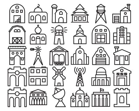 Media Icon Building Line style for any purpose website mobile app presentationのイラスト素材