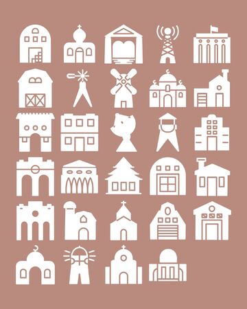 Media Icon building with brown backgroundのイラスト素材