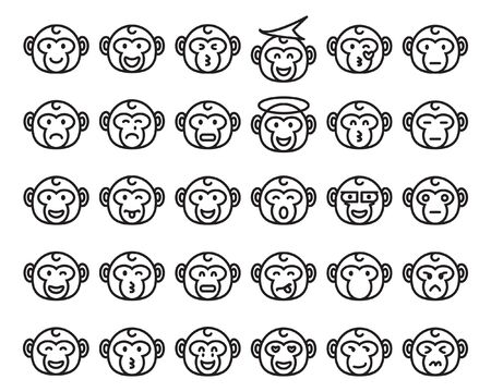 Media Icon Cute Monkey Line Style for any purposes website mobile app presentationのイラスト素材