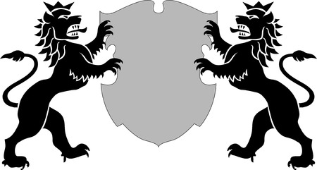 vector illustration of lions with shieldのイラスト素材