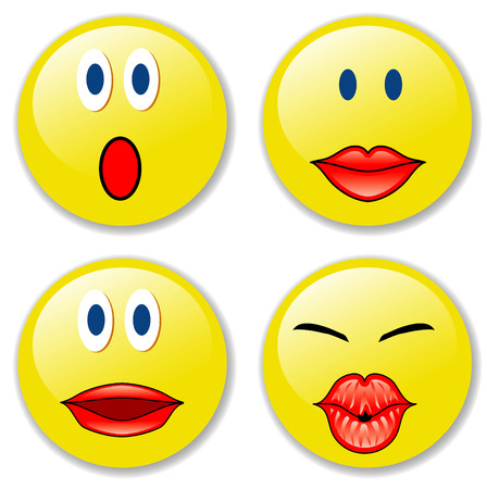 vector illustration of smiley badges のイラスト素材