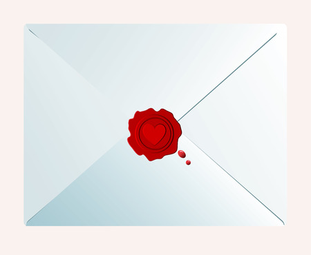 vector letter with red wax heartのイラスト素材