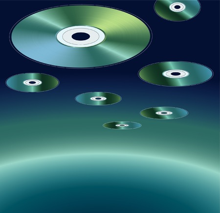 vector illustration of the flying compact discsのイラスト素材