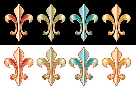 vector heraldic element in four colorsのイラスト素材