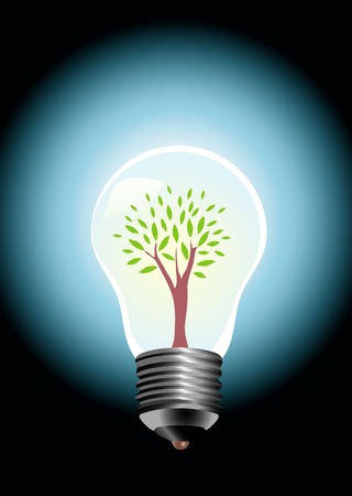 vector illustration with tree in bulb lampのイラスト素材
