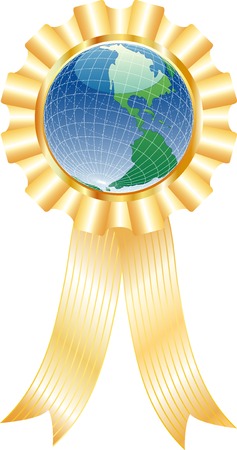 vector blue globe with ribbonのイラスト素材