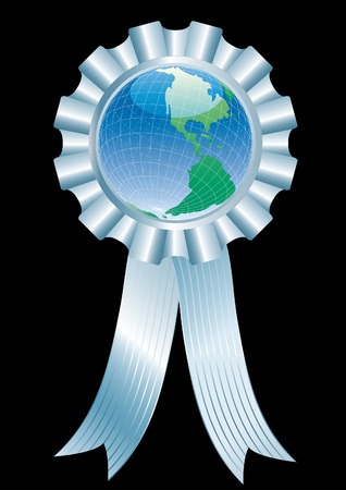 vector globe with silver ribbonのイラスト素材