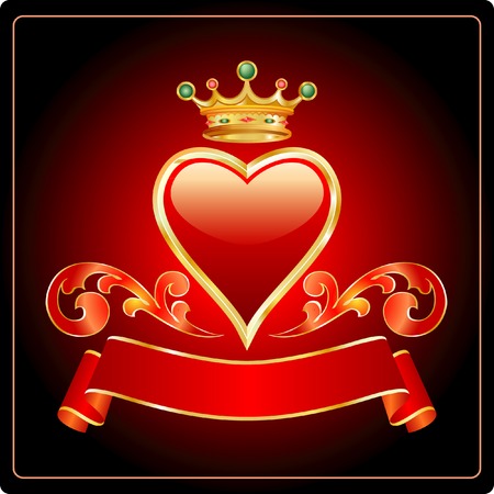 vector red heart of goldのイラスト素材