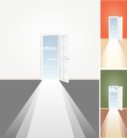 vector illustration of the empty room with door to the skyのイラスト素材