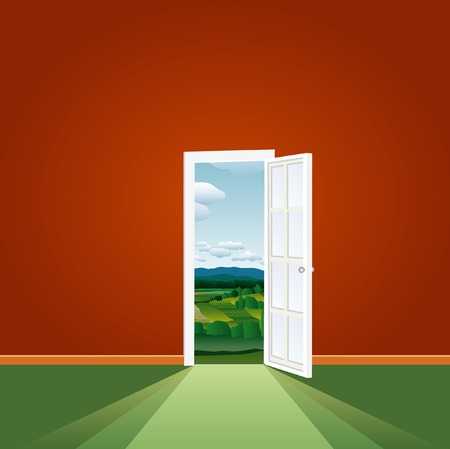 vector illustration of the empty room with landscapeのイラスト素材