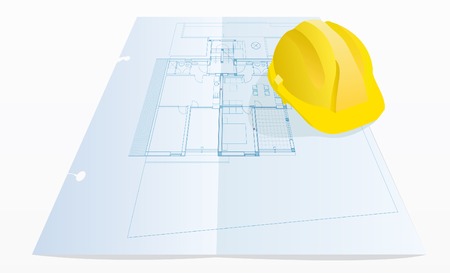 vector blueprint with helmetのイラスト素材