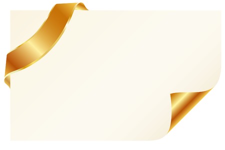 vector blank paper with golden ribbonのイラスト素材