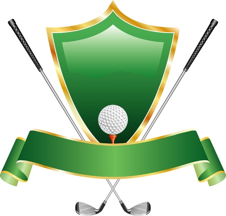 vector gold golf award with shieldのイラスト素材