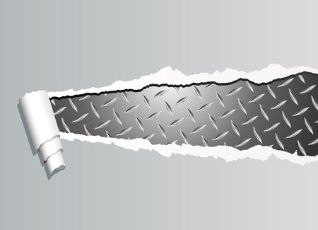 vector background with ripped paper and diamond metal plateのイラスト素材