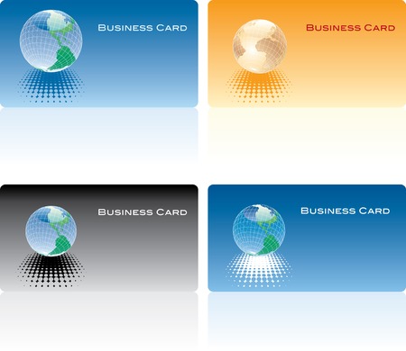 vector business cards in four color variationsのイラスト素材