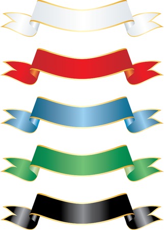 vector ribbons in five colorsのイラスト素材