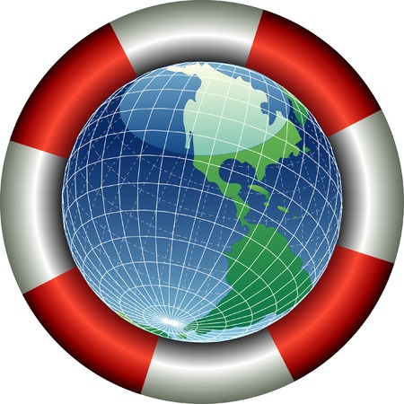 vector illustration of the globe with life beltのイラスト素材