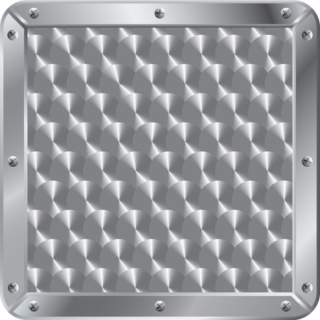 vector illustration of the inox metal plate for wine barrels in frame with screwsのイラスト素材