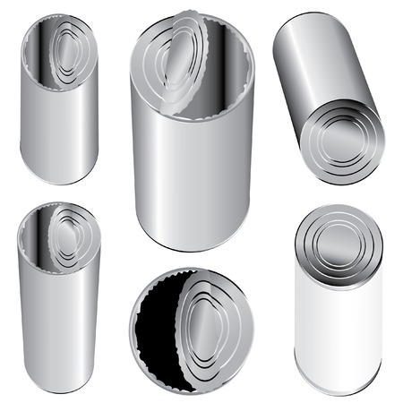 vector metal cans closed and openedのイラスト素材