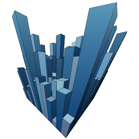 vector abstract city with blue skyscrapersのイラスト素材