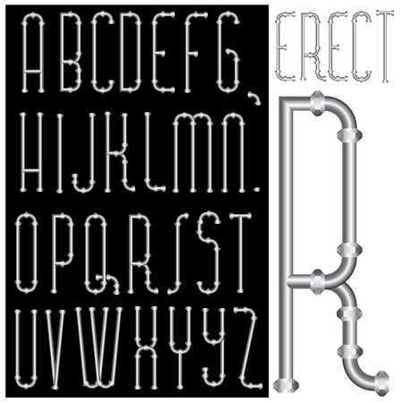 vector original font with pipesのイラスト素材