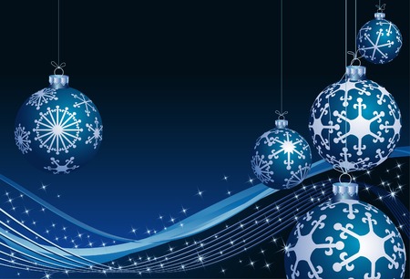 vector background with christmas balls on wavesのイラスト素材