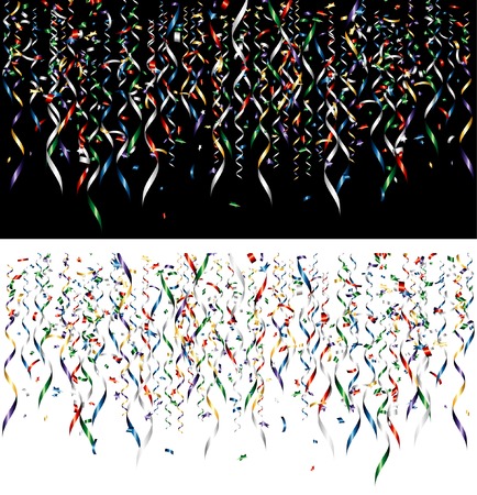 vector falling confetti on black and whiteのイラスト素材