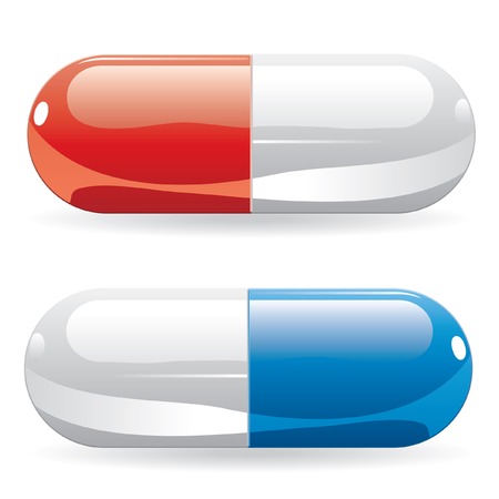 vector pills in red and blueのイラスト素材