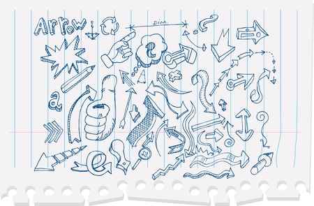 vector arrow doodles withripped paper in separate layerのイラスト素材