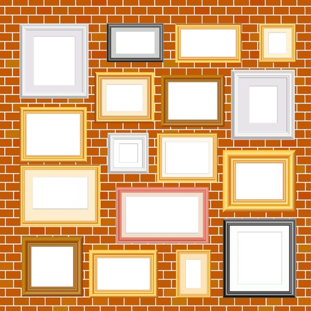  blank frames on brick wallのイラスト素材