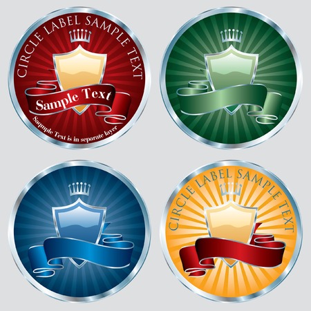  circle labels in four color variations のイラスト素材