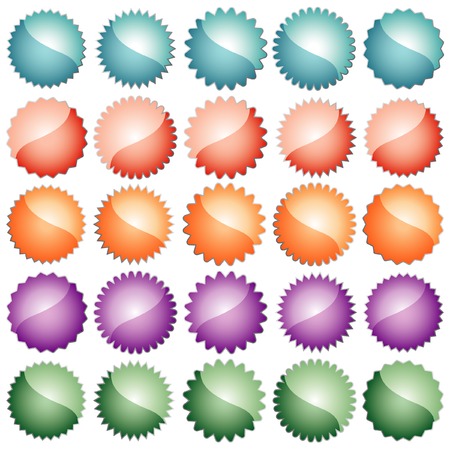  shiny sticky labels in five color variationsのイラスト素材