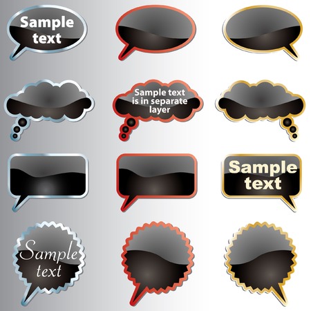  black speech clouds in three frame colorsのイラスト素材