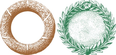 vectorized antique drawing of the two garlandsのイラスト素材