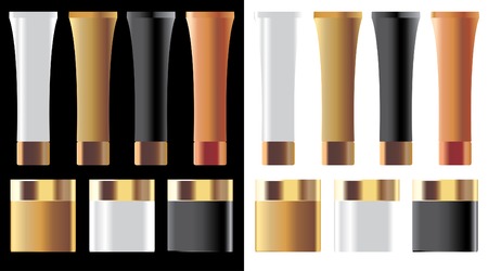  set of blank cosmetics with golden capsのイラスト素材