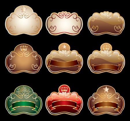 nine blank  labels for diverse products like food, beverages etc.のイラスト素材