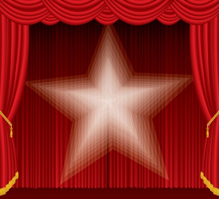 red stage with blurry spotlight starのイラスト素材
