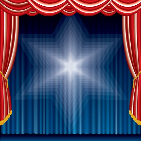  stage in patriotic colors with blurry David starのイラスト素材