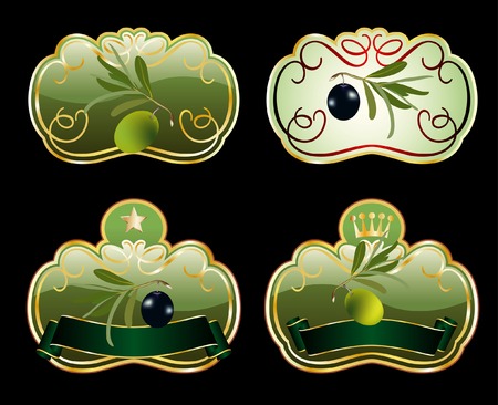 four  labels for olive productsのイラスト素材
