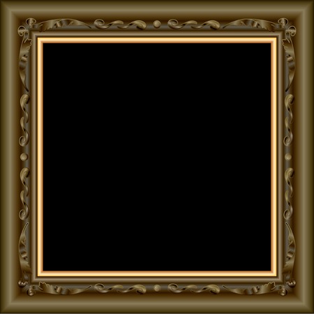  blank brown and golden baroque frameのイラスト素材