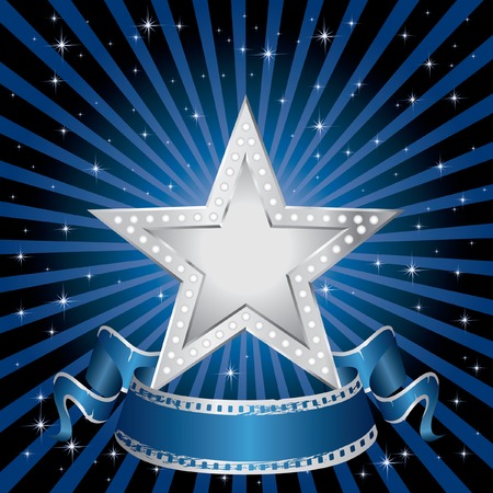   silver star on the starry nightのイラスト素材