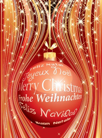   Christmas ball with text in six languagesのイラスト素材