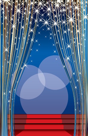   stage with red carpet and abstract golden curtainのイラスト素材