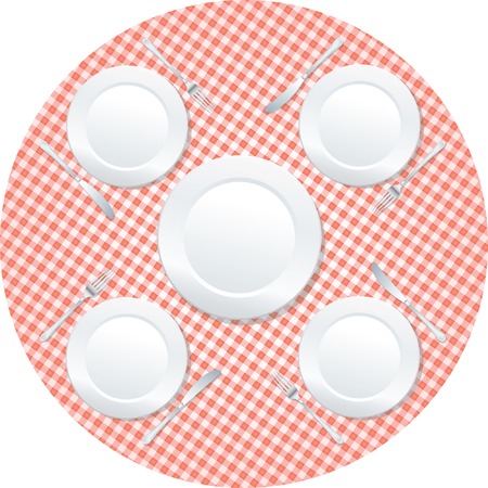   empty plates on rounded tableのイラスト素材