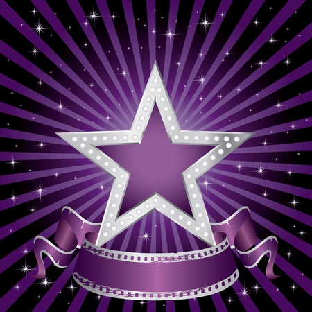  silver purple star on the starry night のイラスト素材