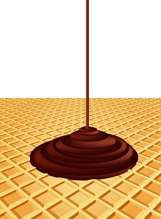 vector background with dripping chocolate on waferのイラスト素材