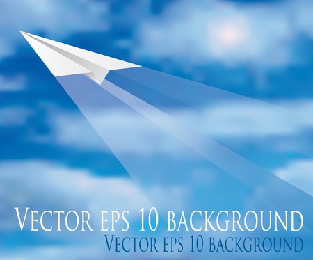 vector illustration of the flying paper plane のイラスト素材